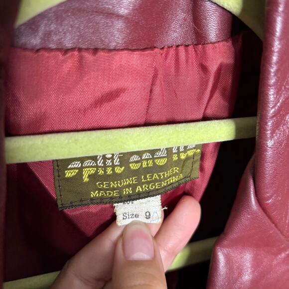 Split End Ltd. Red Leather 70's Vintage Jacket Sz 9 - Picture 6 of 10